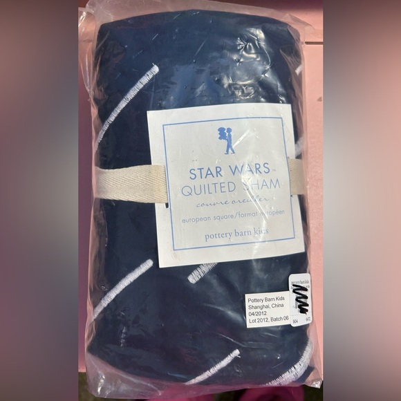 NEW Pottery Barn Star Wars Euro Sham 26” quilted Lightspeed gray and navy blue - Picture 2 of 3